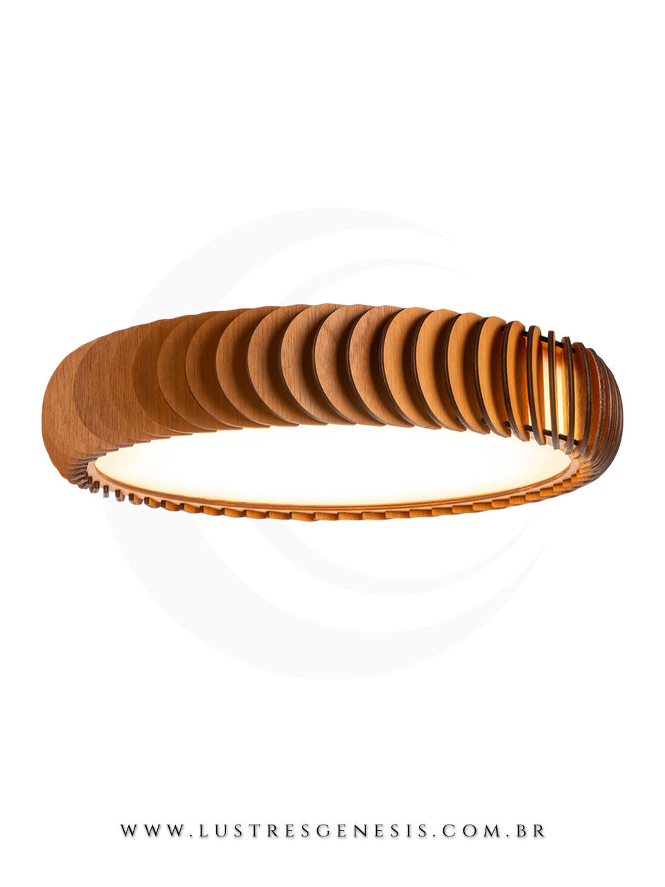 Luminaria de Teto Plafon Madeira Geranio LMC647L LED Ø60cm, Sala de Jantar, Quarto Infantil, Suite Master, Salas